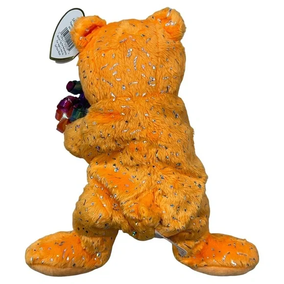 TY Beanie Baby - HAPPY BIRTHDAY the Bear ( Orange - w/ Present ) 7"...NEW - Picture 4 of 7